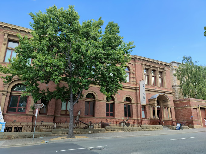 Historic brick facade of the Maritime Museum of Tasmania on Argyle Street
